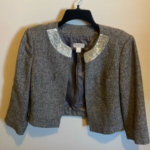 Loft crop tweed blazer with sequin neckline - EUC size 8